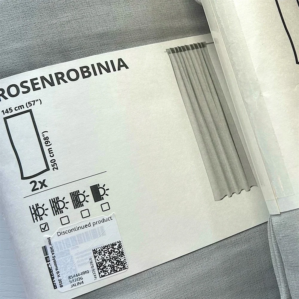 NWT  1 pack/2 panels IKEA Light Gray window curtains 57”x 98”L